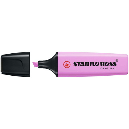 Pack de 10 - Marqueur Fluorescent Pastel Stabilo Boss 70 - Trait entre 2 et 5 mm - Rechargeable - Encre à Base d'Eau