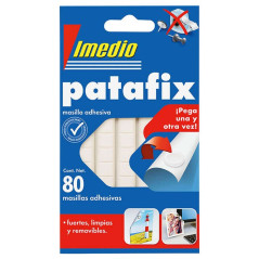 Pack de 12 - Imedio Patafix Mastic Adhésif Blanc - Solide, Propre et Amovible - 80 Pièces