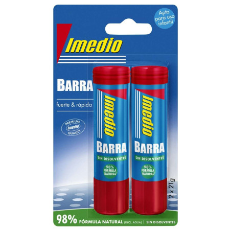 Imedio Pack de 2 Bâtons de Colle de 21grs - Sans Solvant - Lavable - Adapté à un Usage Scolaire