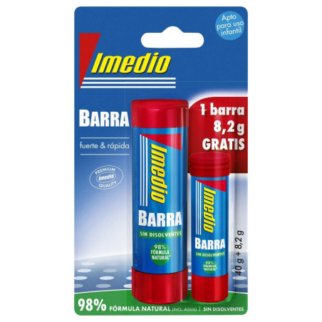 Imedio Pack de 2 Bâtons de Colle de 1x 40grs  1x 82grs - Sans Solvant - Lavable - Adapté à un Usage Scolaire