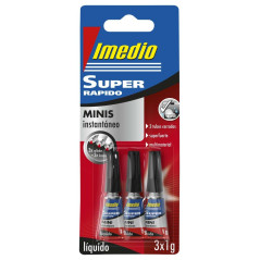 Pack de 10 - Colle Instantanée Super Rapide Imedio Pack de 3 Tubes de 1gr - Transparente - Multimatériaux
