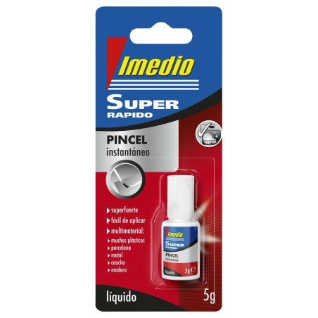 Pack de 6 - Imedio Colle Instantanée Super Rapide Flacon de 5gr avec Pinceau - Transparent - Multimatériaux