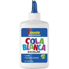 Colle Scolaire Blanche Imedio 125gr - Sans Solvant - Flacon Souple Idéal pour les Enfants - Avec Spatule Intégrée