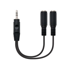 Câble Audio Stéréo Nanocable 2x Jack 35mm Femelle vers Jack 35mm Mâle 015m - Couleur Noir