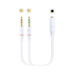 Câble adaptateur audio Nanocable Jack 35 mm femelle 4 broches vers 2x Jack 35 mm mâle 3 broches 020 m - Couleur blanche