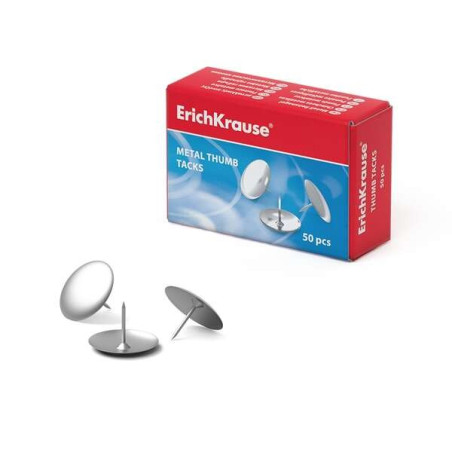 Punaises en métal nickelé Erichkrause – Haute qualité et résistance améliorée – Résistantes à la corrosion – Couleur argent