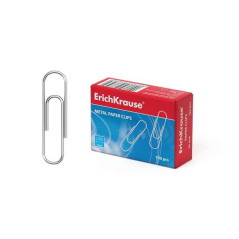 Erichkrause Boîte de 100 Clips Métalliques 33mm - Acier Revêtu de Zinc - Haute Résistance et Durabilité - Couleur Acier