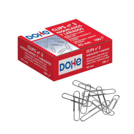 Dohe Pack de 100 Clips à Lèvres N°3 42mm - Plaqué Nickel