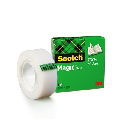 Scotch Magic Tape Ruban adhésif invisible 19 mm x 33 m - Finition mate invisible - Parfait pour létiquetage
