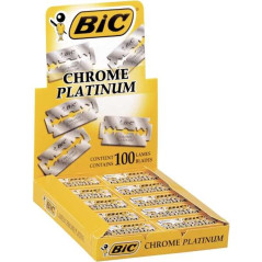 Présentoir Bic Chrome Platinum de 20 boîtes de 5 lames de rasoir double tranchant