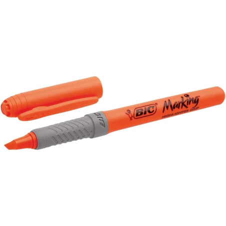 Pack de 12 - Marqueur Fluorescent Bic Highlighter Grip - Pointe Biseautée - Trait entre 160 et 330 mm - Grip Texturé