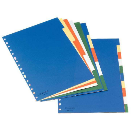 Esselte Intercalaires en plastique A4 avec carton index blanc noir - 5 onglets - Multi-percés - 5 couleurs