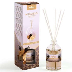 Désodorisant Prady Mikado Mysterious Palo Santo - Bouteille en verre de 100 ml et baguettes de diffusion