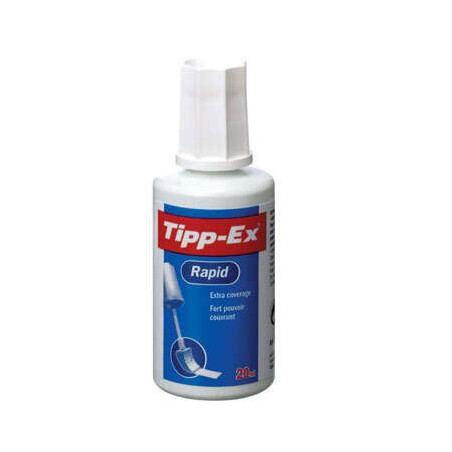 Pack de 10 - Tipp-Ex Rapid Corrective Liquid 20 ml - Formule à séchage rapide - Applicateur en mousse