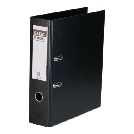 Classeur Elba Plast au format A4 - Largeur 80 mm - Avec levier et Rado - Résistant et durable - En PVC - Couleur Noir