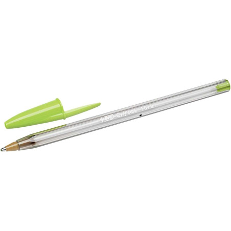 Pack de 20 - Stylo Roller Bic Cristal Fun - Pointe Épaisseur 1,6 mm - Encre à Base d'Huile - Couleur Vert Citron