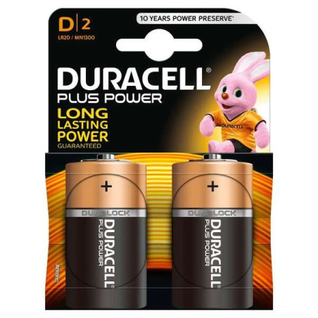 Piles alcalines D Duracell MN1300B2 LR20 15V Plus Power 2 unités