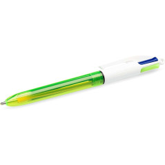 Pack de 12 - Stylo à bille rétractable Bic 4 couleurs fluo - pointe moyenne 1,0 mm - encre à base d'huile