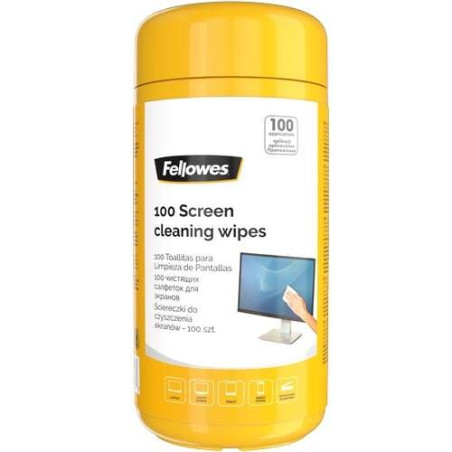 Fellowes Pack de 100 lingettes nettoyantes pour écran