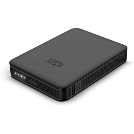 Ksix Nano Powerbank 5 000 mAh - Format de poche - Alimentation - 20 W - Câble USB-C vers USB-C - Indicateurs LED - Couleur Noir