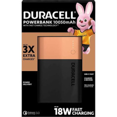Batterie Externe/Power Bank Duracell 10050mAh PD 18W et QC 3.0 - 1x USB-A, 1x USB-C - Indicateurs LED