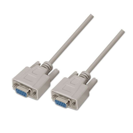 Câble série Aisens Null Modem - DB9/H-DB9/H - 1,8 m pour appareils de communication équipés d'un port série - Couleur beige