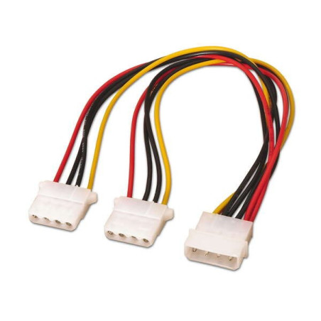 Câble d'alimentation Aisens Molex - Molex 4pin/M-2xMolex 4pin/H - 20cm - 100% Cuivre - Couleur Noir