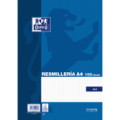 Pack de 25 - Oxford School Classic A4 Resmilleria 4x4 100 feuilles - Carnet format A4 - 4x4 Resmilleria
