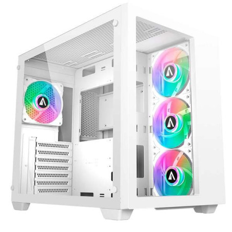 Abysm Danube Sava 285 BX203 Boîtier tour ARGB ATX ITX Micro ATX blanc - Verre trempé latéral et avant - 35 et 25