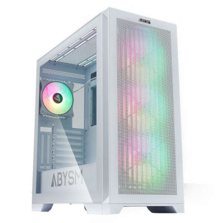 Abysm Gaming Danube Mura White BX300 ARGB Boîtier tour ATX EATX ITX micro ATX - Côté en verre trempé - 35 et 25
