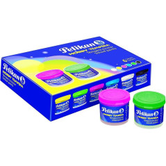 Pelikan Pack de 6 Pots Tempera 40 ml  Pinceau - Consistance Pâteuse - Résistant à la Lumière - Couleurs Assorties