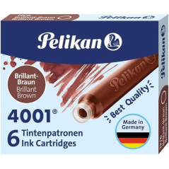 Pelikan Boite de 6 Cartouches 4001 TP/6 Encre Haute Qualité - Compatible Stylos Plume - Couleur Marron