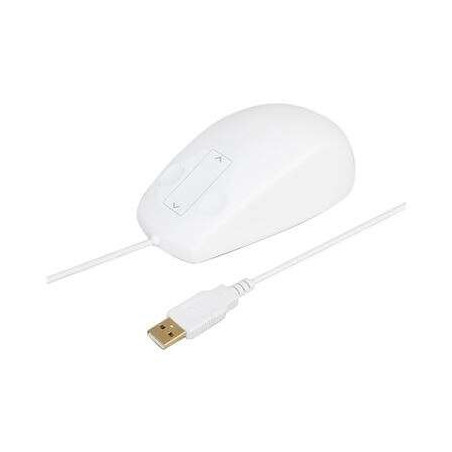 Souris USB Urban Factory Sanee 800dpi - 2 Boutons Tactiles Click and Scroll - Antibactérienne - Câble 1,80m - Couleur Blanc