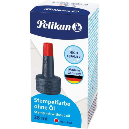 Pelikan Bouteille dencre pour tampons 28 ml - Sans huile - Séchage rapide - Résistant à leau - Couleur rouge intense