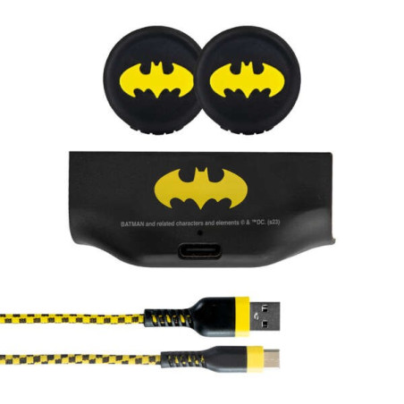 FR-TEC Pack Charge and Play Batman Xbox Series X/S - Grips avec Logo Batman - Câble USB-C 3m résistant et coloré