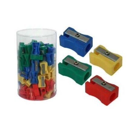 Pack de 72 - Taille-crayon en plastique Bismark pour crayons normaux - Couleurs assorties