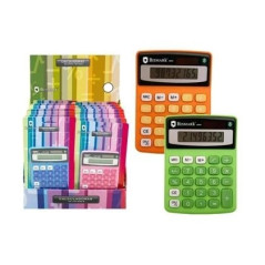 Pack de 12 - Bismark Calculatrice scolaire à 8 chiffres  Fonctions de base et mémoire  Alimenté par énergie solaire et