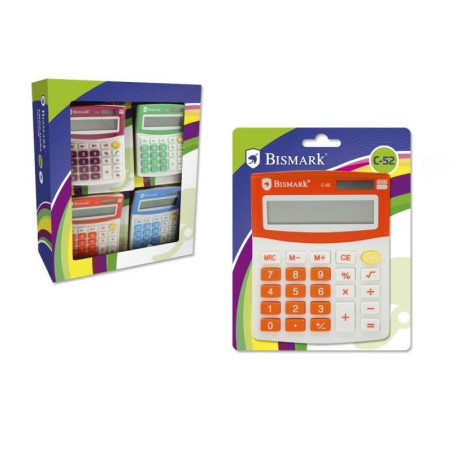 Bismark C-52 Calculatrice scolaire à 8 chiffres  Fonctions de base et mémoire  Alimenté par énergie solaire et batterie 