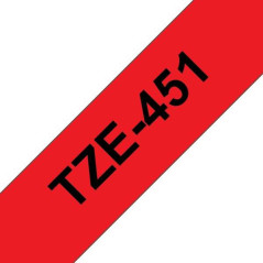Ruban pour étiquettes laminé générique Brother TZe451 - Texte noir sur fond rouge - Largeur 24 mm x 8 mètres