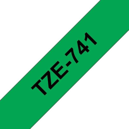 Ruban pour étiquettes laminé générique Brother TZe741 - Texte noir sur fond vert - Largeur 18 mm x 8 mètres