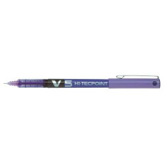 Pack de 12 - Stylo roller à encre liquide Pilot V5 HI-Tecpoint - Pointe aiguille fine 05 mm - Course 03 mm - Couleur violette