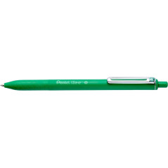 Pack de 12 - Pentel iZee Stylo à bille rétractable - Pointe 07 mm - Course 035 mm - Clip en métal - Couleur verte