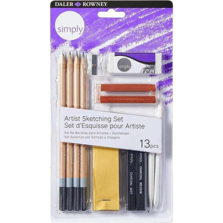 Daler Rowney Simply Pack de 13 pièces pour dessiner et esquisser – Idéal pour les artistes débutants