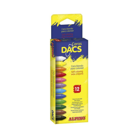 Alpino Pack de 12 Cires Colorées Dacs - Texture Crémeuse - Miscible - Peinture Douce et Couvrante - Colorée et Créative