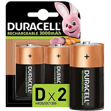 Piles rechargeables Duracell NiHM D LR20 1,2 V 3000 mAh - Préchargées - 2 unités