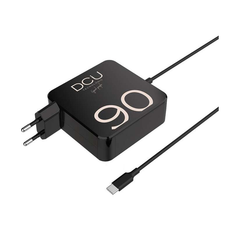 Chargeur USB-C DCU Tecnologic 90W - Charge Rapide et Efficace - Entrée Universelle et Câble Long - Couleur Noir