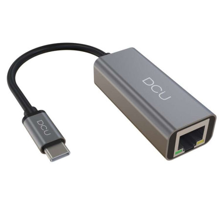 Adaptateur USB C DCU Tecnologic - RJ45 Gigabit Ethernet 1000Mbps - Couleur Métal