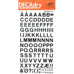 Lettres transférables Apli Lettres majuscules noires 10 mm - Application facile - 129 caractères - Résistant à l'eau - Noir