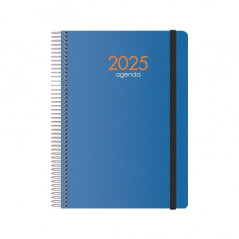 Agenda Annuel Dohe Syncro - Vue Semaine - Couverture Plastique - Fermeture Elastique - Taille 15x21cm - Couleur Bleu