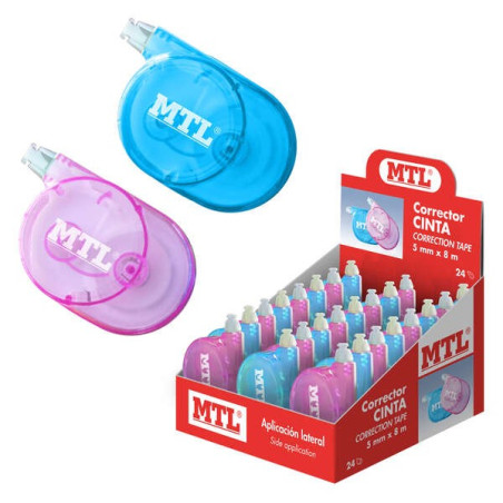 Pack de 12 - Dohe MTL Présentoir de 12 Correcteurs Ruban d'application latéral - Largeur 5 mm - Application propre et précise